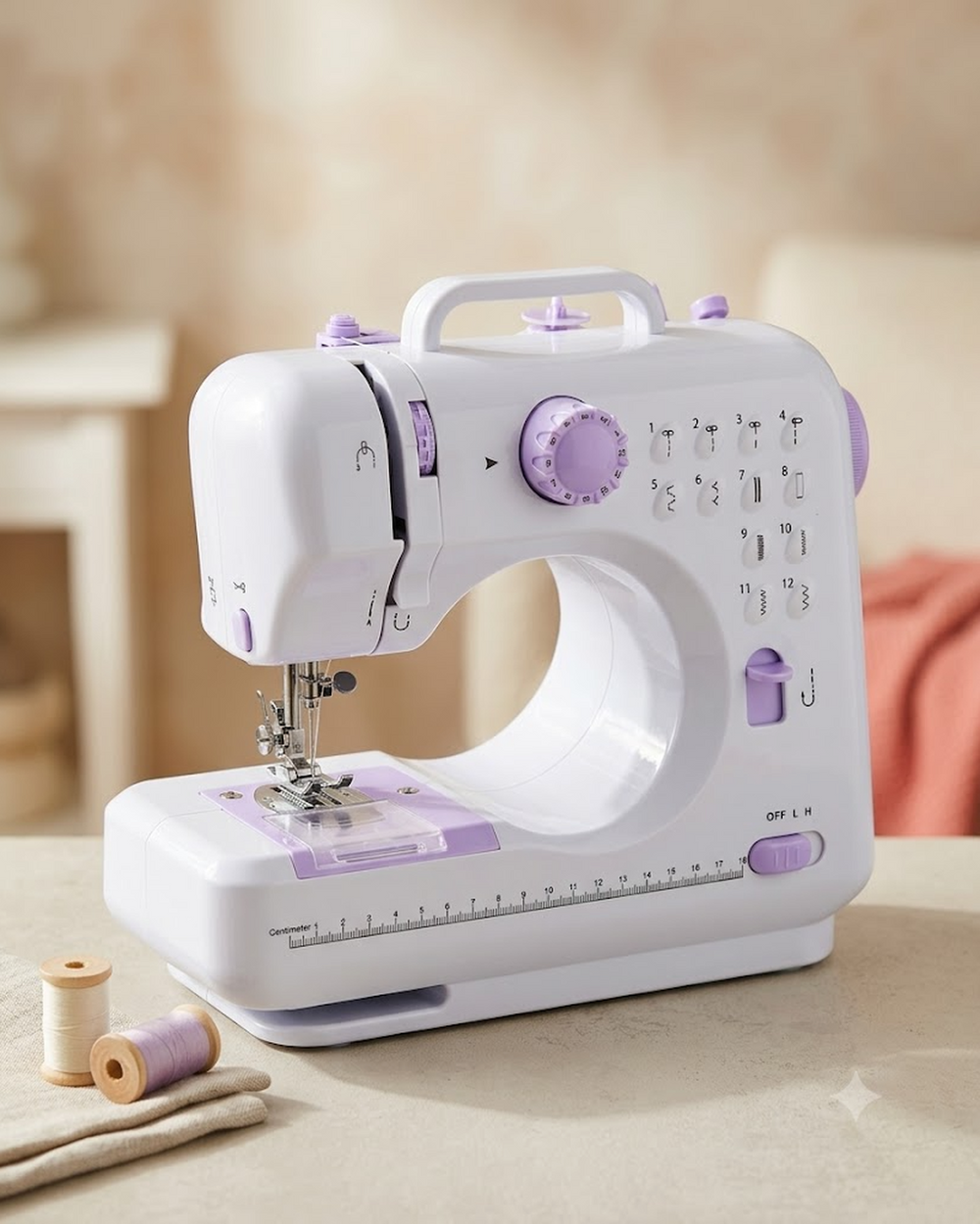 Máquina de Coser Multifuncional con 12 Puntadas y Dos Velocidades