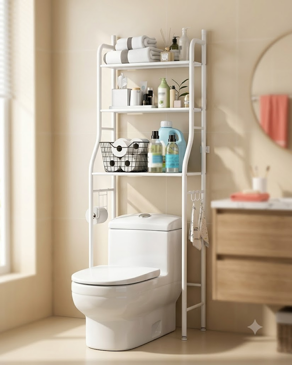 Organizador de Baño para Encima del Inodoro con 3 Repisas