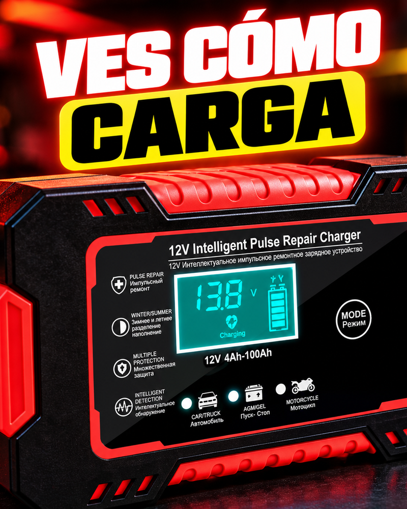 Cargador Inteligente de Batería 12V 6A con Pantalla LCD - 2